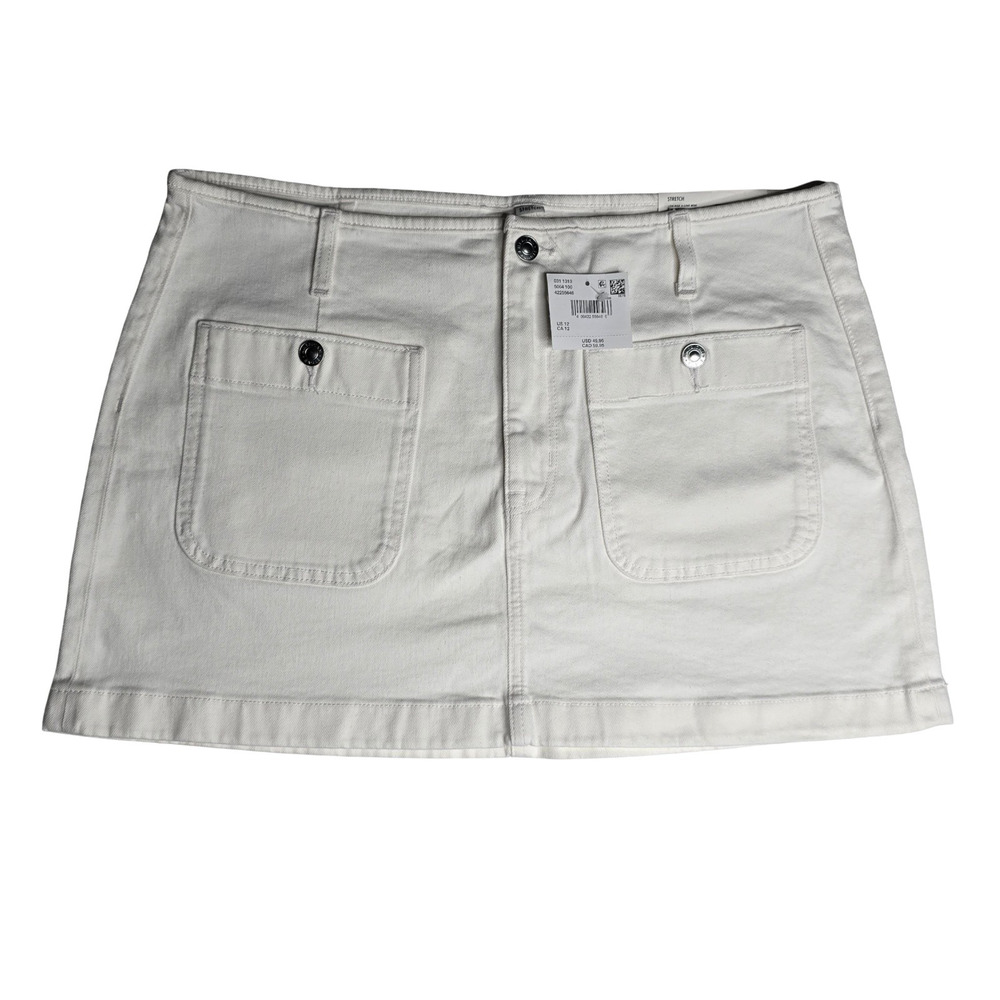 American Eagle Low Rise A Line Mini Skirt White Stretch Womens 12 Y2K NWT
